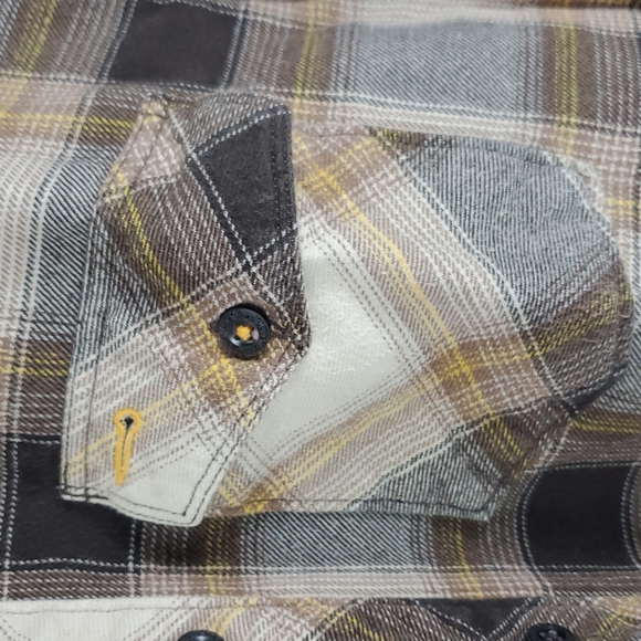 Vans•M flannel shirt button down plaid tan/brown - Picture 2 of 10